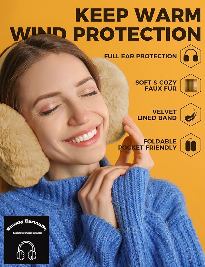 Buauty Ear Muffs Winter Women Men Soft Earmuffs Cute Ear Covers Cold Weather Fluffy Ear Warmers Headband Winter Accessories