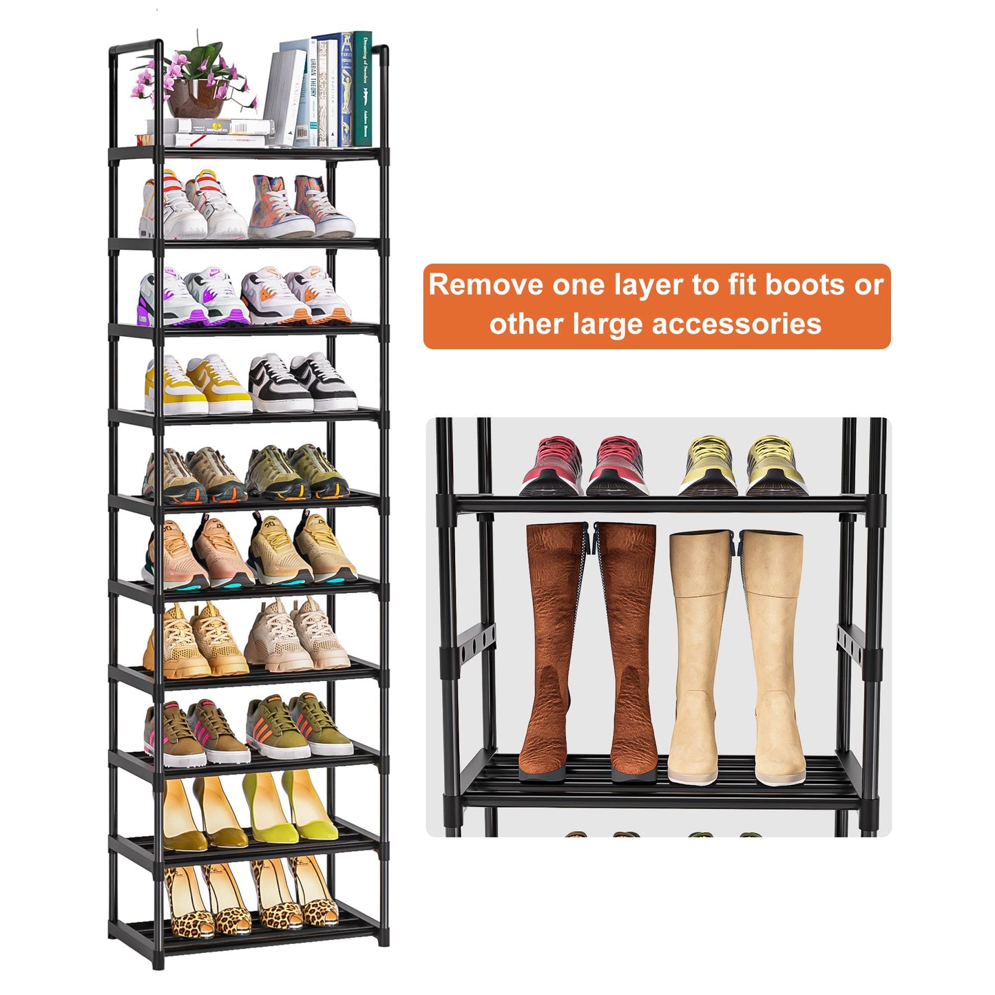 OYREL Shoe Rack, Sturdy Metal Shoe Rack Organizer,Narrow Shoe Racks for Closets,Shoes Rack,Shoe Stand,Shoe Shelf
