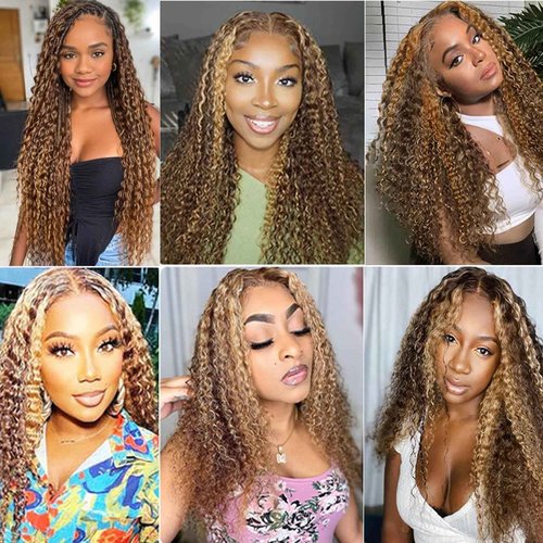 Habiliana Bundles Human Hair 20 22 24 Inch Jerry Curly Wave P4/27 Human Hair Bundles 11A Unprocessed Brazilian Virgin Quick Weave Hair Extensions for Black Women