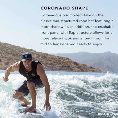 melin Coronado Anchored Hydro, Black, Men's Rope Hat, Water-Resistant Fitted Baseball Cap for Men & Women, Golf, Running, or Workout Hat, Medium-Large