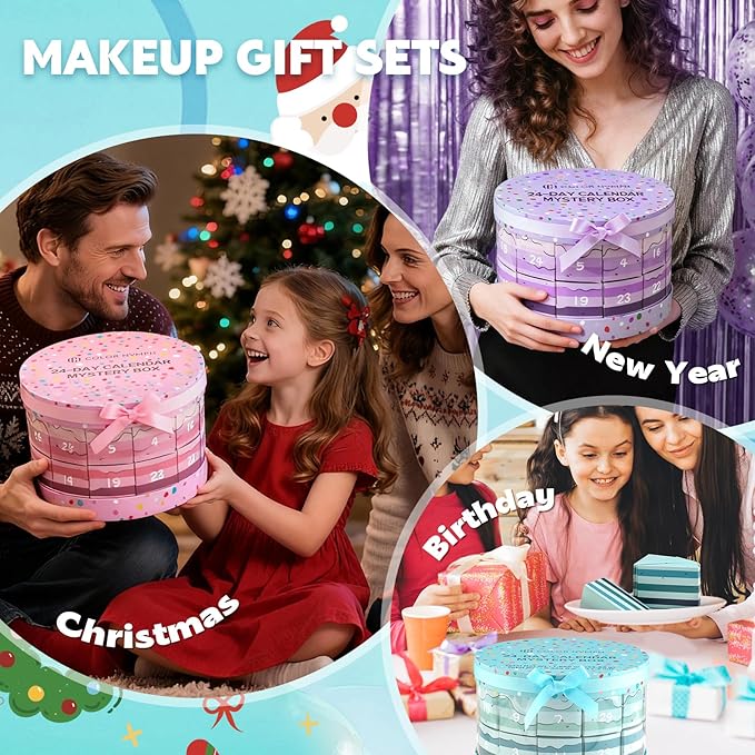 Color Nymph Makeup Advent Calendar 2025, 24 Days Advent Calendar Mystery Box for Christmas, Makeup Gift Sets - Xmas Beauty Countdown Calendar Cosmetics Kit for Women Girls Teens Daughters #Mint Green