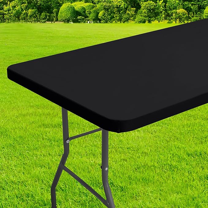 homing Rectangle Table Cloth Cover, Waterproof Polyester Elastic Fitted Tablecloth, Fits for 6 Foot Folding Tables, Washab...