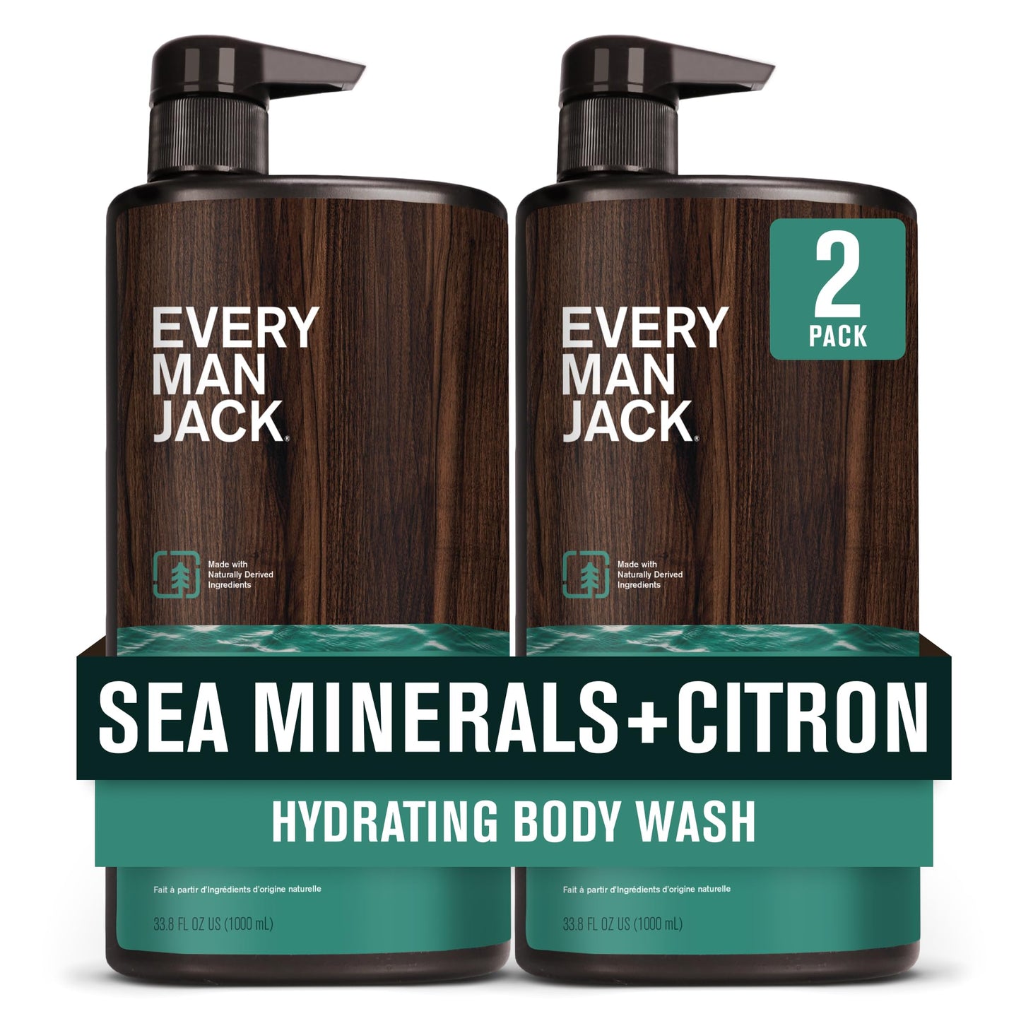 Every Man Jack Mens Hydrating Body Wash for All Skin Types - Cleanse and Hydrate Skin with Naturally Derived Marine Extracts, Co
