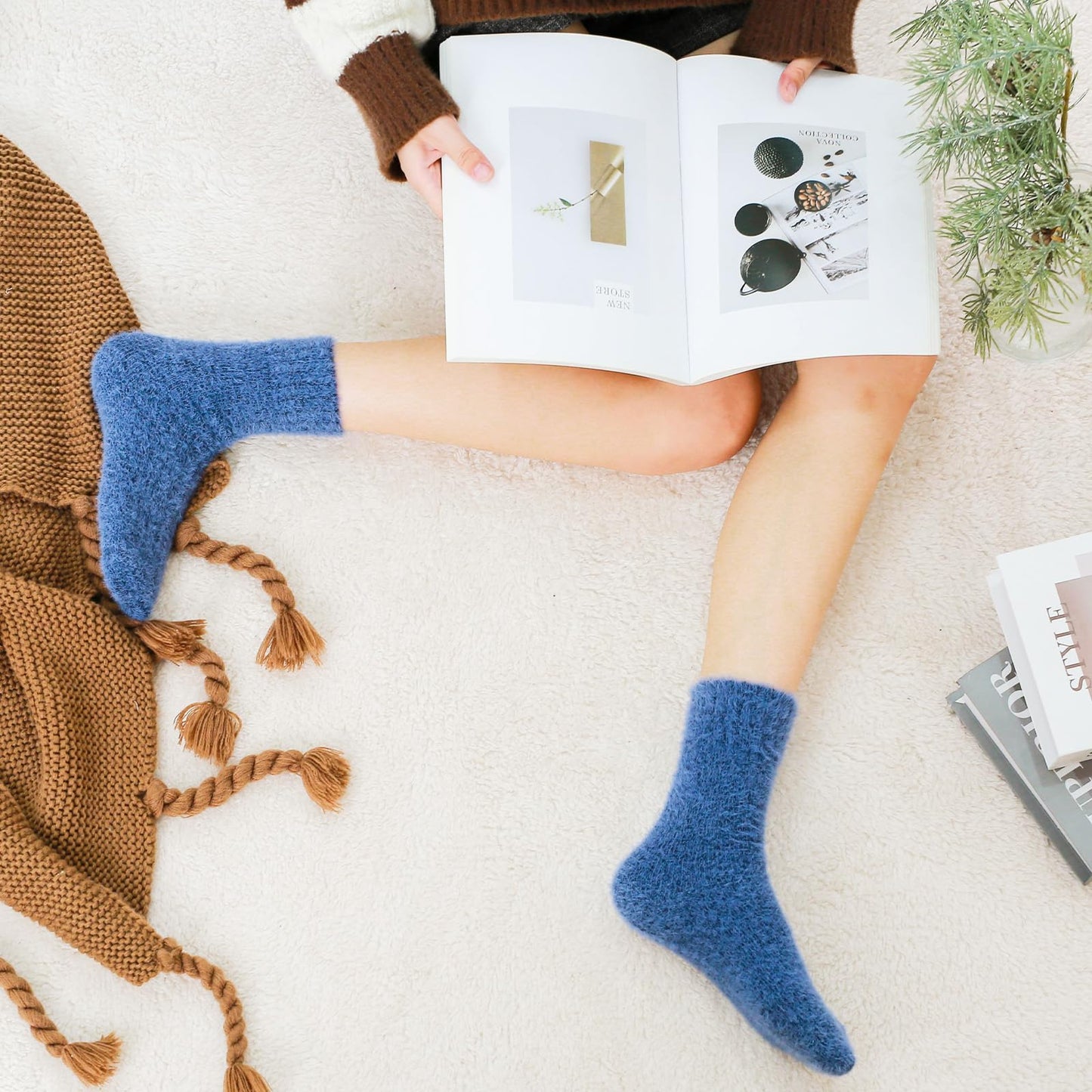 SISOSOCK Fuzzy Cozy Warm Socks for Women-Winter Home Thick Wool Soft Sleeping Socks-Perfect Gifts for Women
