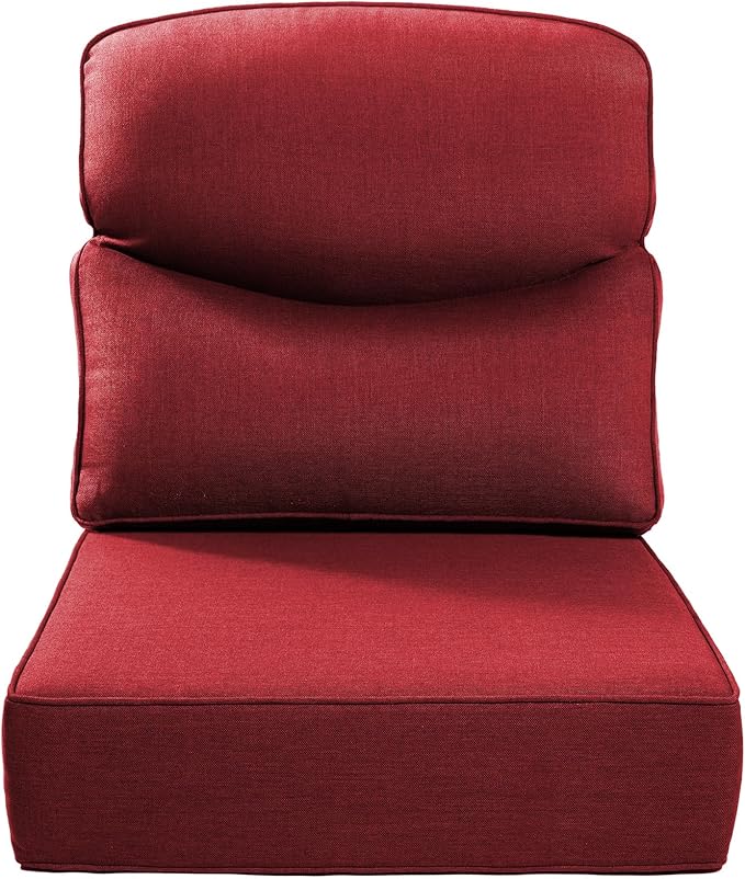 ACTREST Luxury 22x24/22x25 6-Inch Smile Outdoor Cushions - 1 Set Deep Seat Water-Resistant Patio Furniture Replacement Cushion for Wicker Rattan Wood Metal Chair Glider Rocker Loveseat Sofa - Red