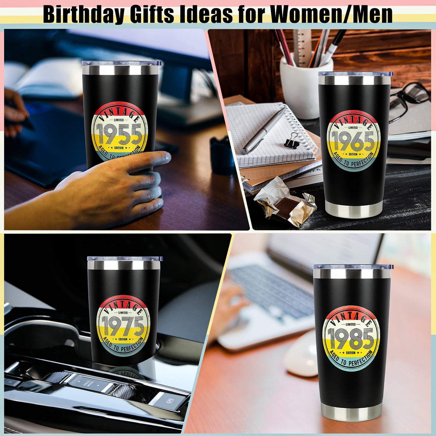 DECZHIYU 50th Birthday Gifts for Women Men - 1975 50th Birthday Decorations Gifts Ideas for Her Him - 50 Year Old Birthday Gift for Men Women Turning 50 Gift Ideas - 20oz Stainless Steel Tumbler