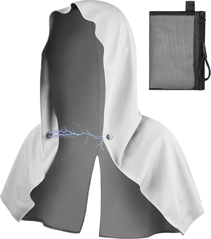 AOPREL Cooling Hoodie Towel Magnetic Lock Towels for Neck and Face UV Protection, Moisture-Wicking for Camping Gym and Yoga