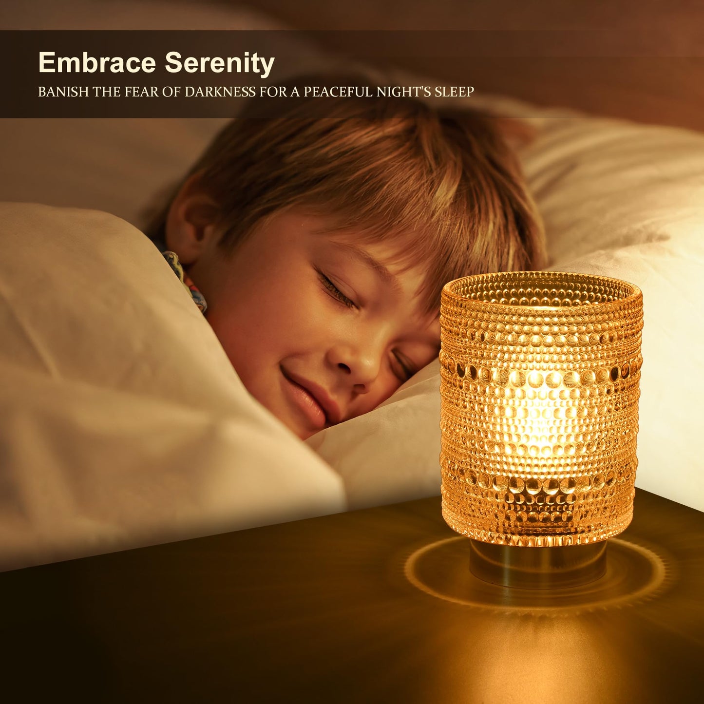 MiuBrty Battery Operated Lamp with Auto-Off Timer, Cordless Table Night Light for Bedroom & Entryway, Portable LED Lamp for Home, Outdoor, Camping No Battery Included (Pearl Design-Amber)