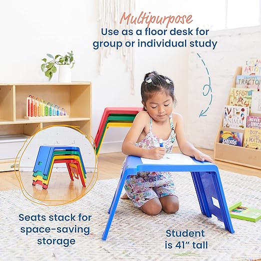 ECR4Kids Linking Stool Set, Flexible Seating, Assorted, 4-Piece
