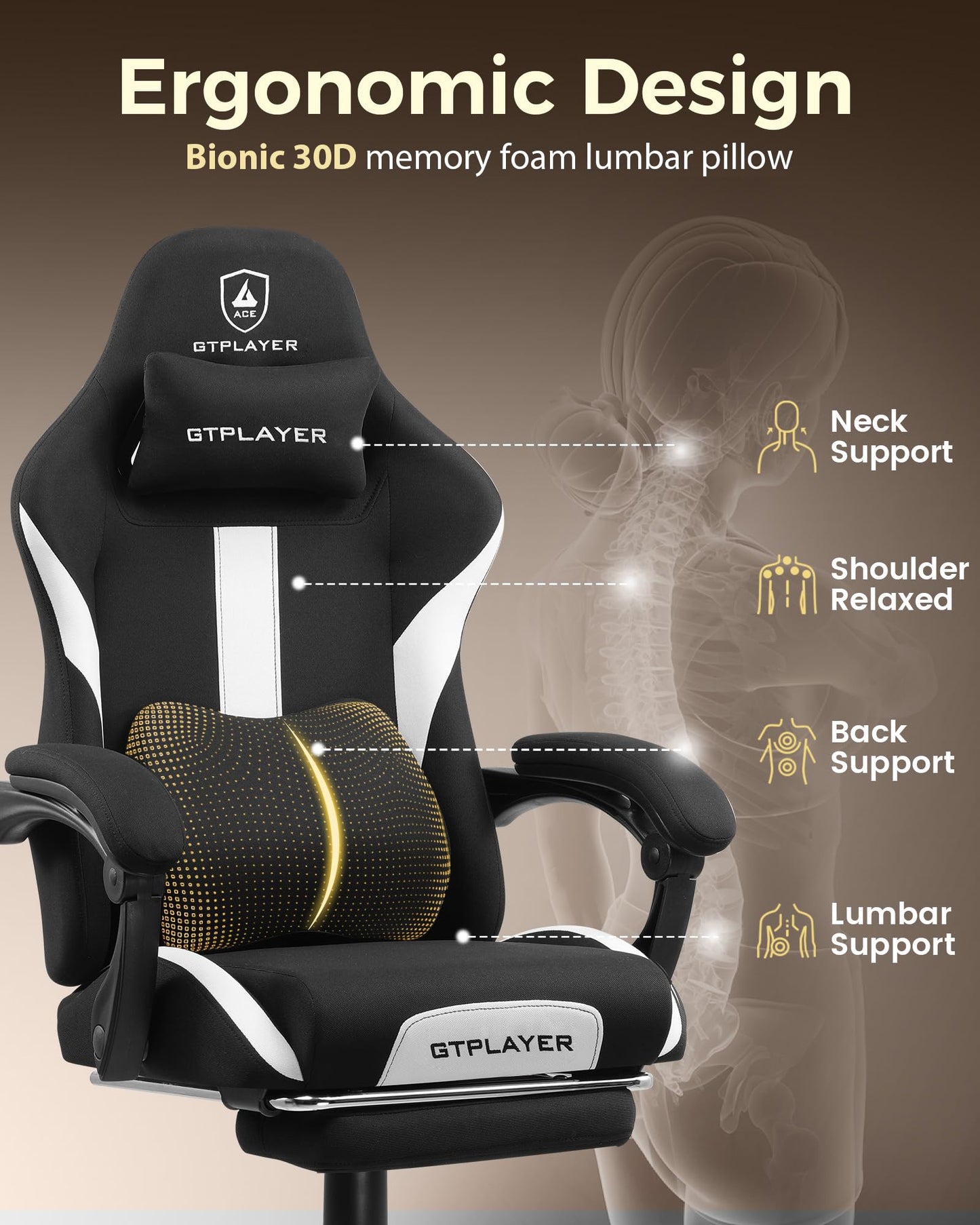 LUCKRACER Big and Tall Gaming Chair, 350Lbs Heavy Duty Office Chairs High Back Computer Chairs with Foot Rest Wide Cushion Lumbar Support Desk Chair Comfy for Adults Breathable Fabric, Black
