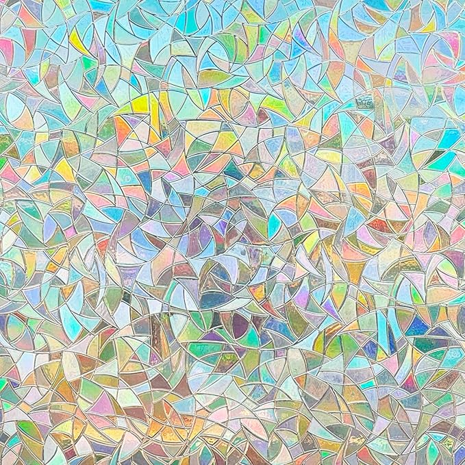 3D Prism Window Film,Transparent Decorative Glass Film Window Door Tint,Rainbow Effect Static Cling Heat Control Anti UV for Kitchen,Dining Room,Bedroom,Living Room,17.5 inches by 157 inches