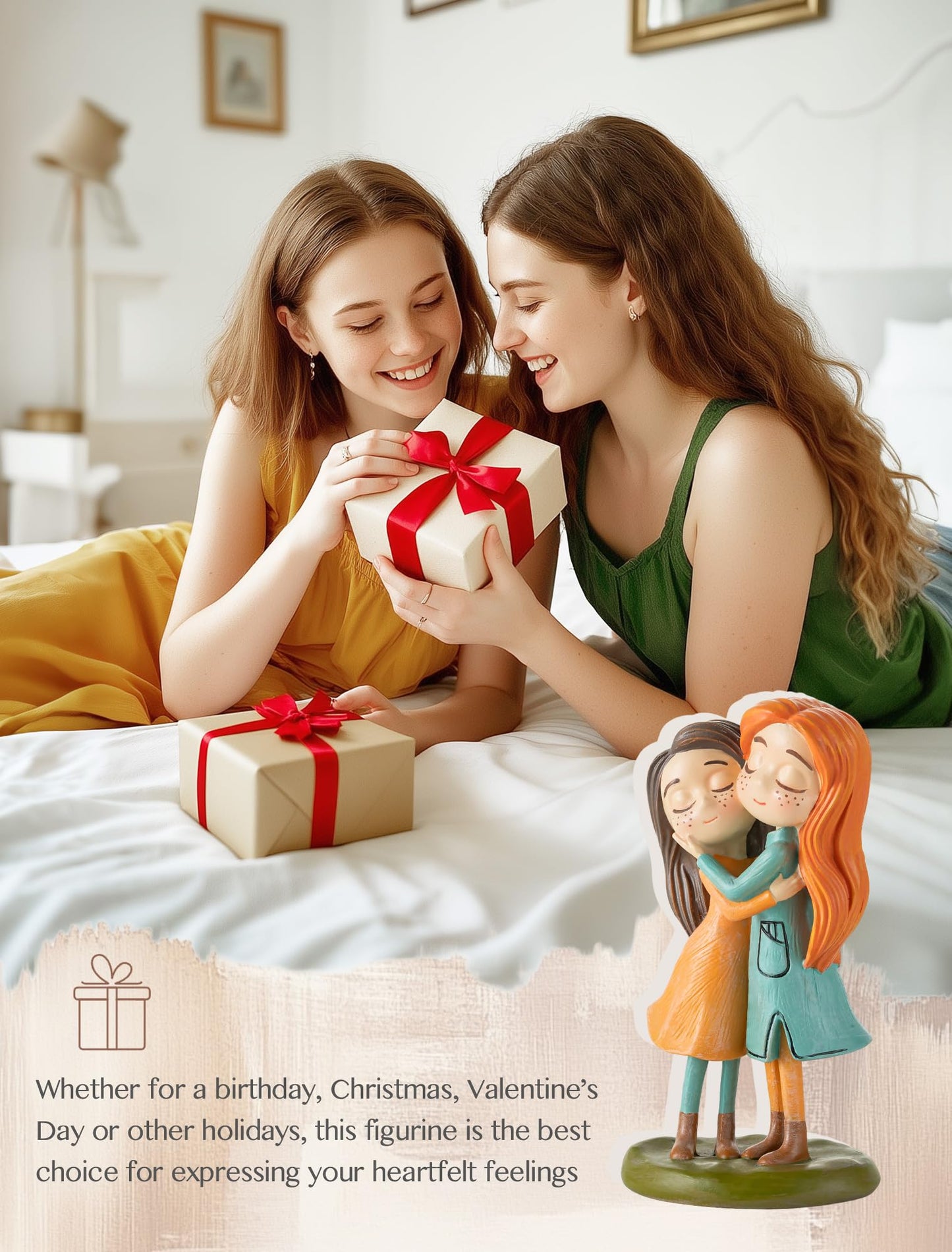 Afigurna Sister Birthday Figurine Gifts: Embracing Sister Gifts from Sister - Sentimental Gifts for Best Friend - Unique Bestie Little Sister Presents for Christmas Friendgiving