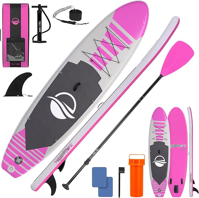 SereneLife 10’6” Inflatable Paddle Board with SUP Accessories, Wide 32” Stand Up Paddle Board, Non-Slip Deck Pad, Adjustab...