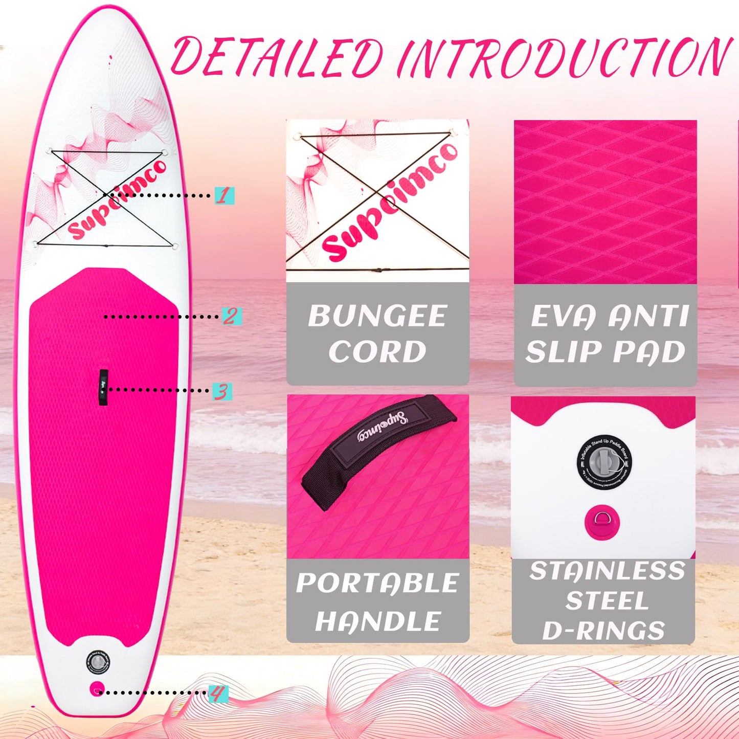 SUPEIMCO 10'6" Inflatable Stand Up Paddle Board - Upgraded Hot Melt Tech, Anti-Slip EVA Deck, Full Accessories for All Skill Levels (Adults & Youth)