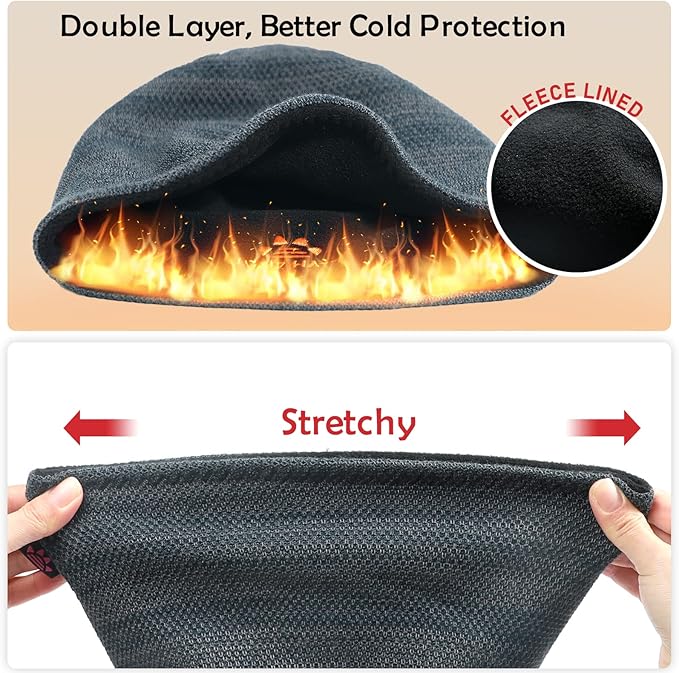 Lvaiz Mens Winter Beanie Hat Warm Fleece Lined Skull Cap for Men Reversible Women Windproof Watch Hat Knit Warm Unisex Beanie