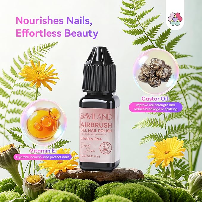 SAVILAND Airbrush Gel Polish Hema-Free: Dilution-Free 12PCS Cappuccino Color Airbrush for Nails Non-Acetone Fine Mist Spray for Gradient & Ombre Nail Art Airbrush Gel Nail Polish Set for Nail Supplies