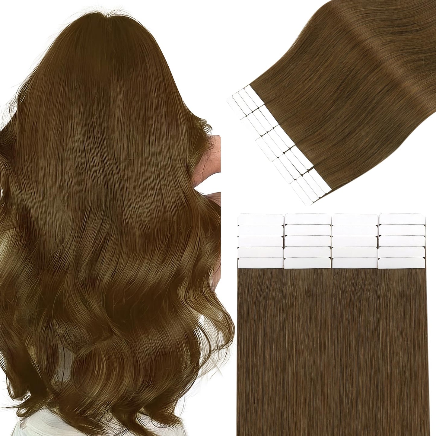 Easyouth Tape in Extensions Human Hair Medium Brown Tape ins Human Hair Extensions Natural Brown Hair Extensions Tape in Brown S