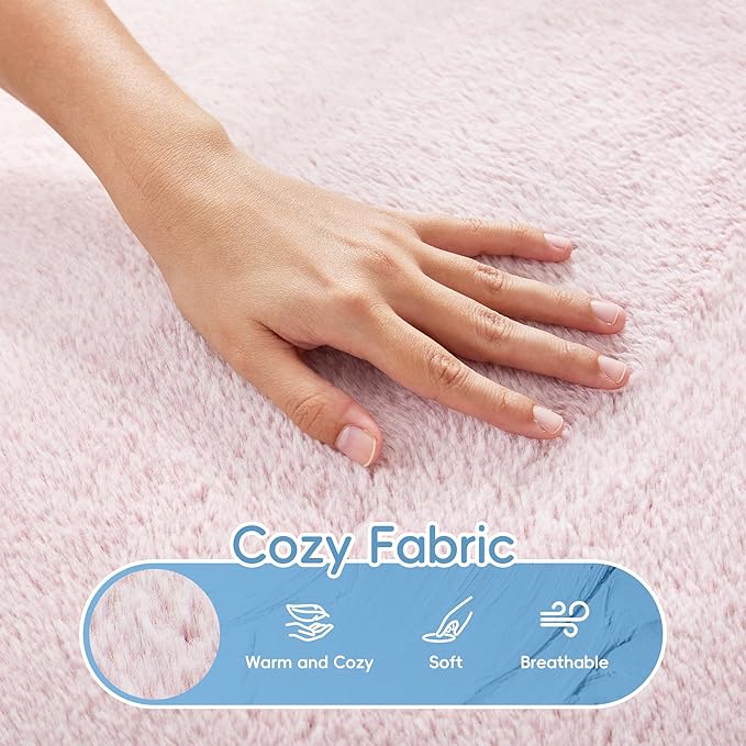 Hobestluk Bean Bag Chair Giant Bean Bag Chairs for Adults Big Bean Bag Chair with Memory Foam Filler Adults Large Beanbag with Faux Fur Cover for Bedroom (Plush Pink,Oversize)