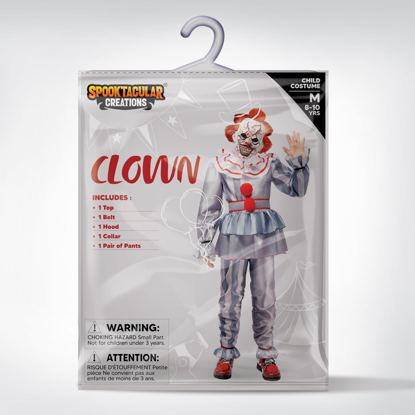 Spooktacular Creations Boy Scary Clown Costume, Scary Halloween Costume Kids, Killer Clown Outfit for Boys