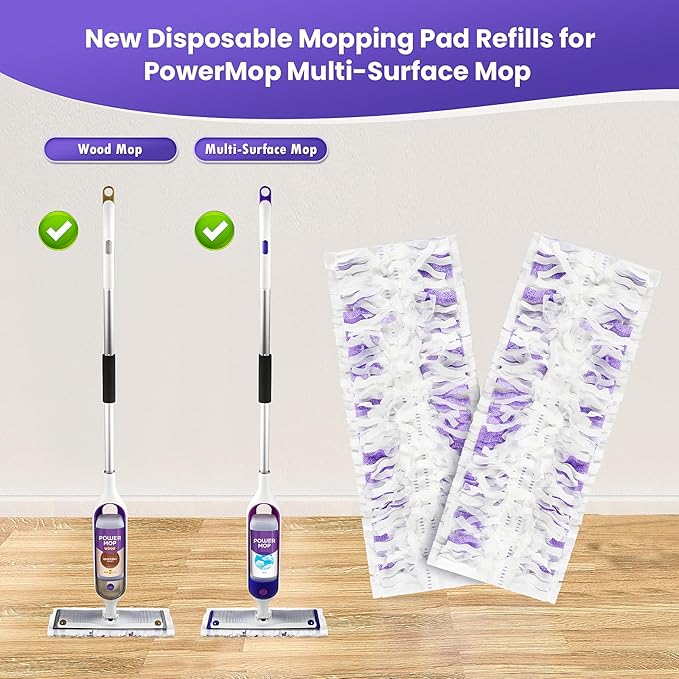 15 Pack Power Mop Pad Refills for Swiffer PowerMop Multi-Surface Mop, Powermop Multi-Surface Mop Pad Replacement Kit