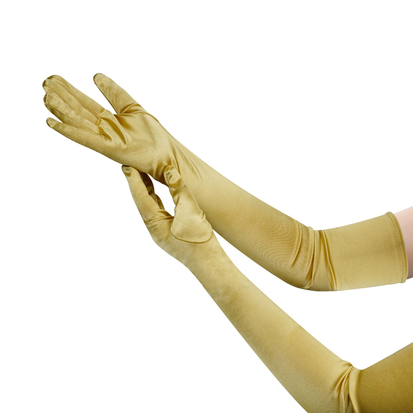 Nackiy Long Black Opera Gloves for Women, 1920s Satin Stretchy Elbow Length Party Gloves Costumes Bridal, 20inch
