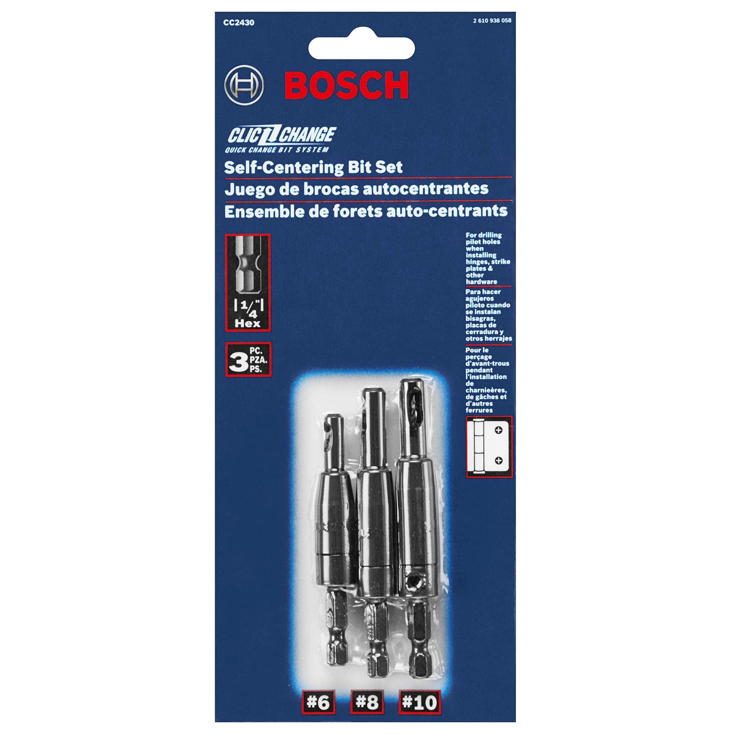 Bosch CC2430 Clic-Change 1/4 in. Self-Centering Drill Bit Assortment (3-Piece)