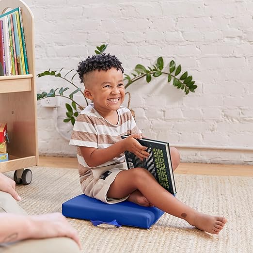 ECR4Kids SoftZone Floor Cushions, Square, Flexible Seating, Blue, 6-Piece
