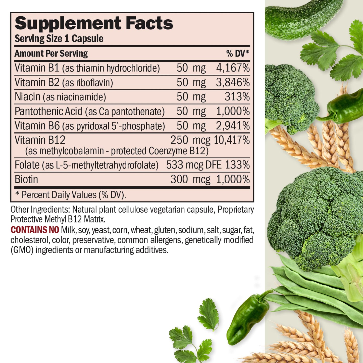 ANDREW LESSMAN High Potency B-Complex 60 Capsules - with High Levels of Folate Complex and Biotin, Promotes Cellular Growth, Energy, Immune Function, Detoxification, Fat Metabolism and More