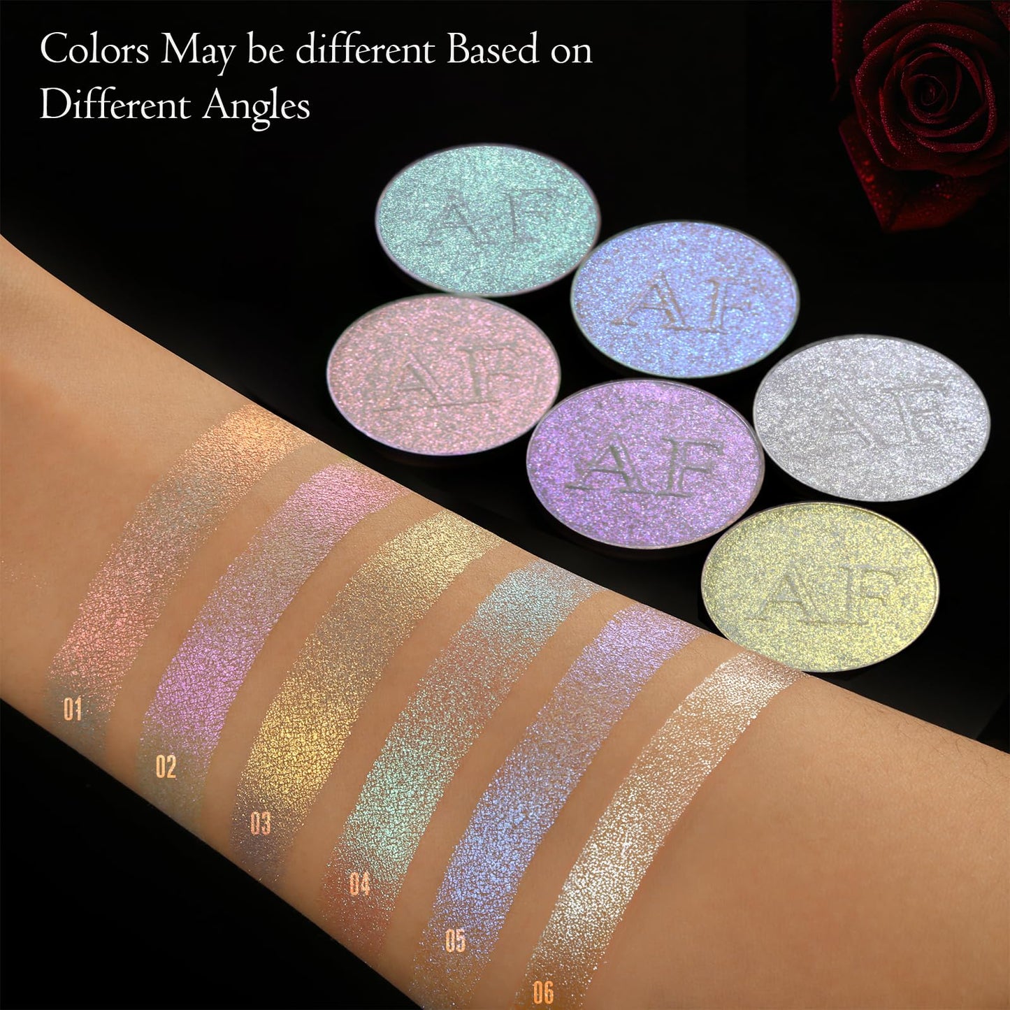 Highlighter Makeup Palette, Long Lasting New Formula, Translucent Purple Shimmer, Sheer White Base, Ideal for Face and Body Cont