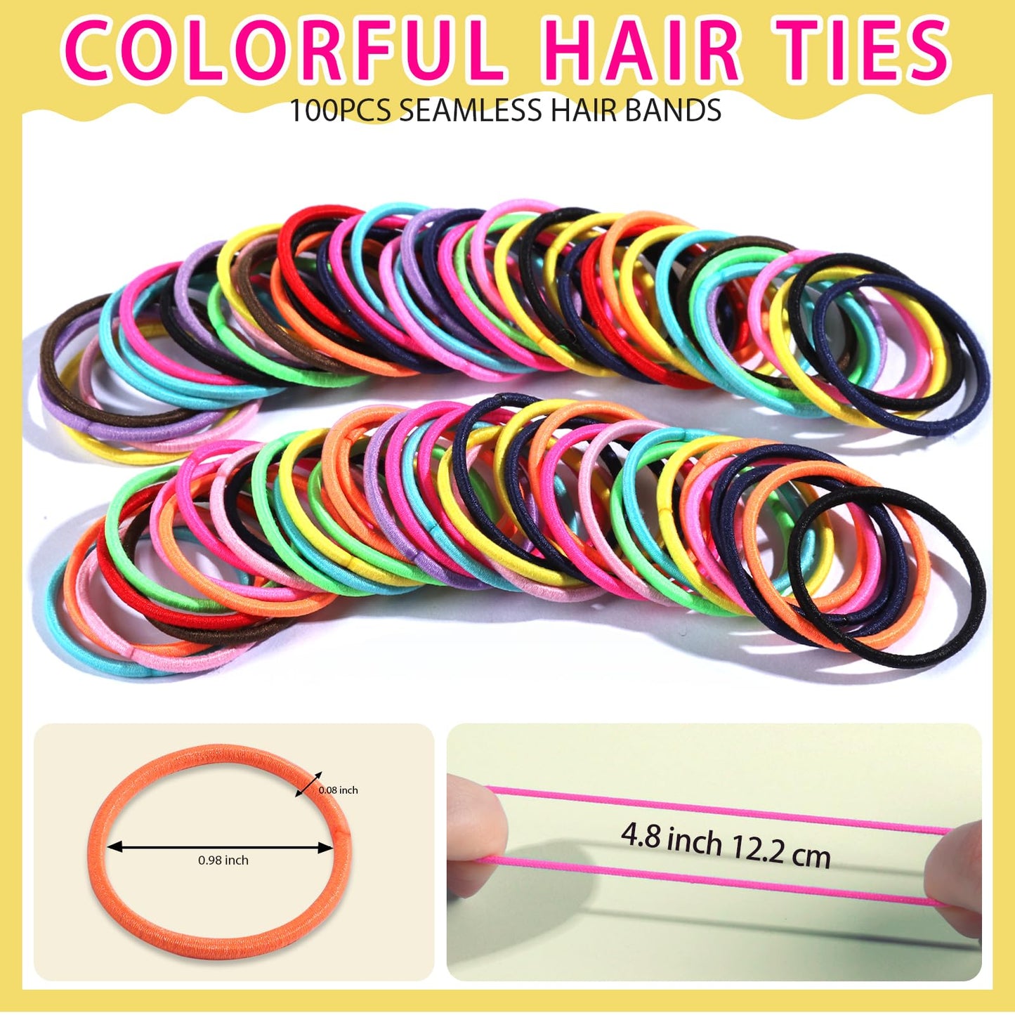 YGDZ Hair Accessories Set: Colorful Rubber Bands, Cotton Hair Ties, Ponytail Holders, Hair Clips with Organizer Box for Girls, Toddlers