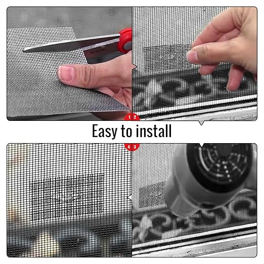Window Screen Repair Patch, 7"x 5"(18cm x 13cm), Gray, 3-Layer Strong Adhesive Window Screen Mesh Tape, Repair Kit for Window and Door Screen Tears Holes