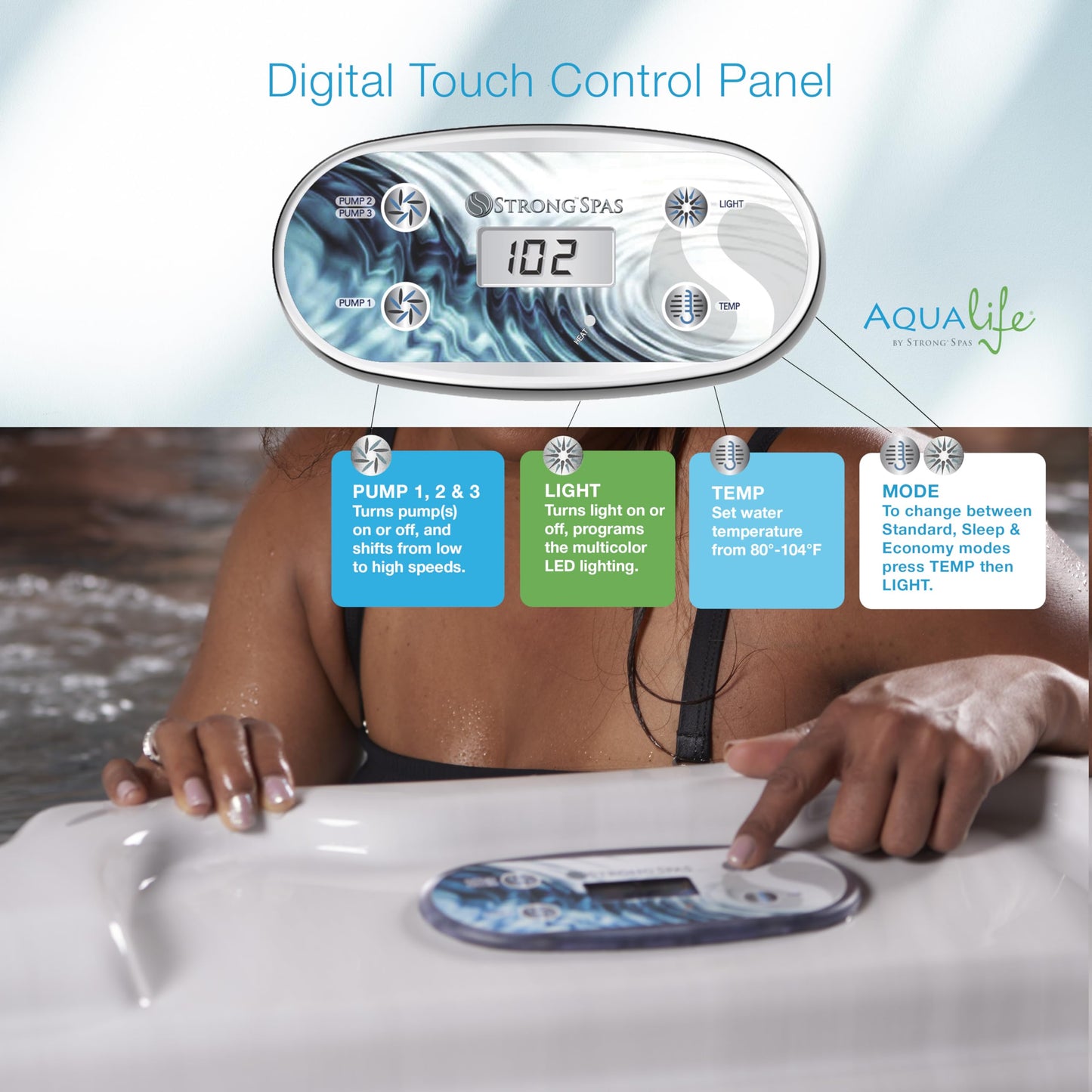 AquaLife Grand Banks™ 6-Person 81-Jet Acrylic Non-Lounger Hot Tub with LED Lighting, Insulated Cover, Stainless Steel Heater and Ozonator