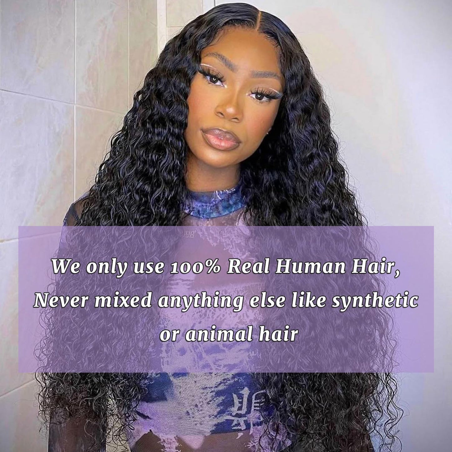 DSEKCAIN 2x6 HD Lace Closure Water Wave Human Hair Transparent Water Wave Lace Closure 2x6 Long Middle Part 100% Raw Virgin Huma