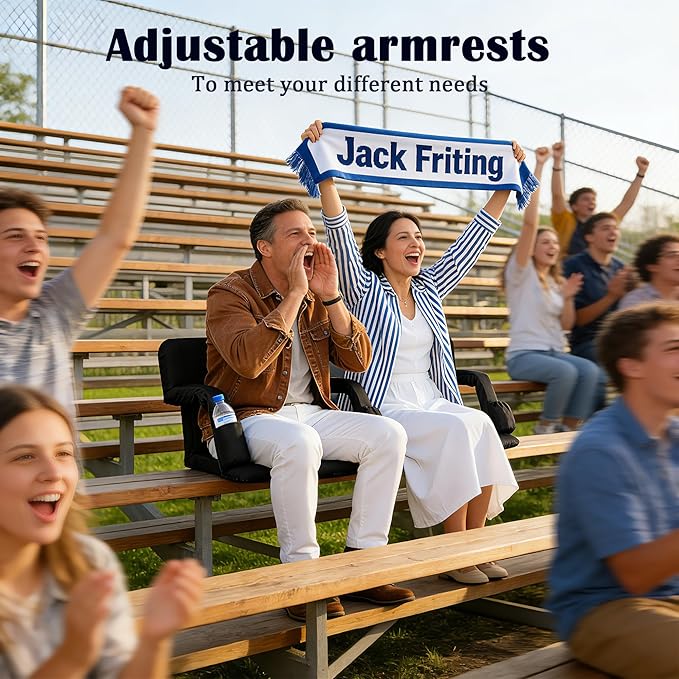 Anmiro Stadium Seats with Back Support Bleacher Chairs with Back and Extra Wide Cushion Thick Padded Bleacher Portable Reclining Seats for Football, Baseball and Basketball (Black, Medium)