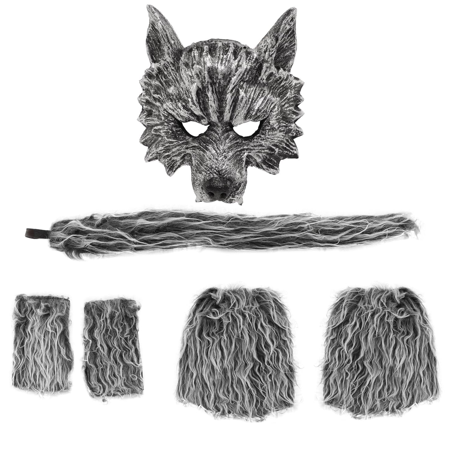 Luxtacular Werewolf Wolf Costume for Men Women Halloween Costumes Accessories Kit with Wolf Mask,Gloves,Legging,Tails for Adult,4 Pcs