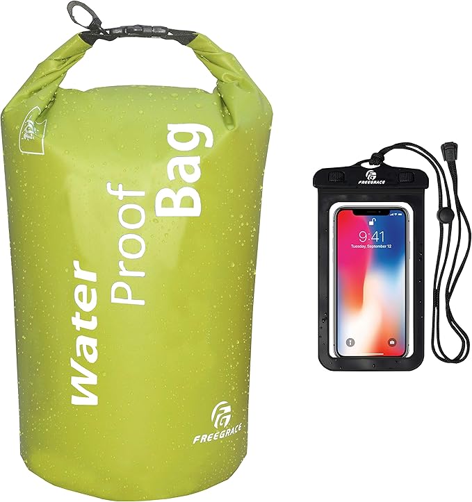 Freegrace Waterproof Dry Bag - Lightweight Dry Sack with Seals and Waterproof Case - Float on Water - Keeps Gear Dry for K...