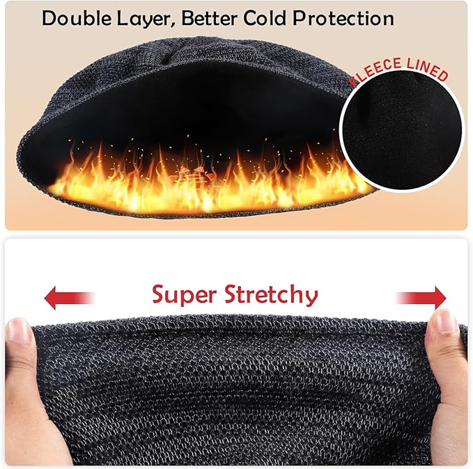 Lvaiz Mens Winter Beanie Hat Warm Fleece Lined Skull Cap for Men Reversible Women Windproof Watch Hat Knit Warm Unisex Beanie