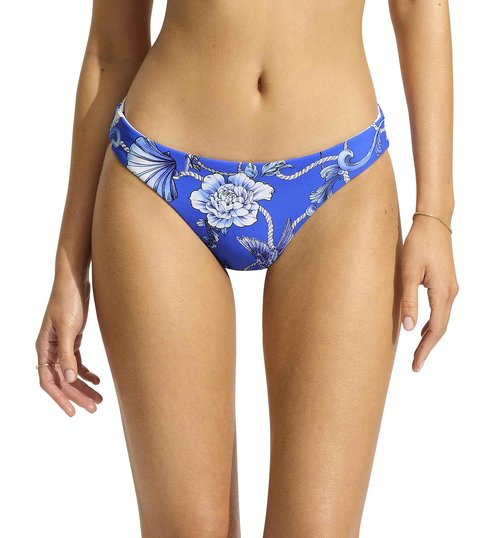 Seafolly Women's Standard Reversible Hipster Bikini Bottom Swimsuit, Ahoy Azure