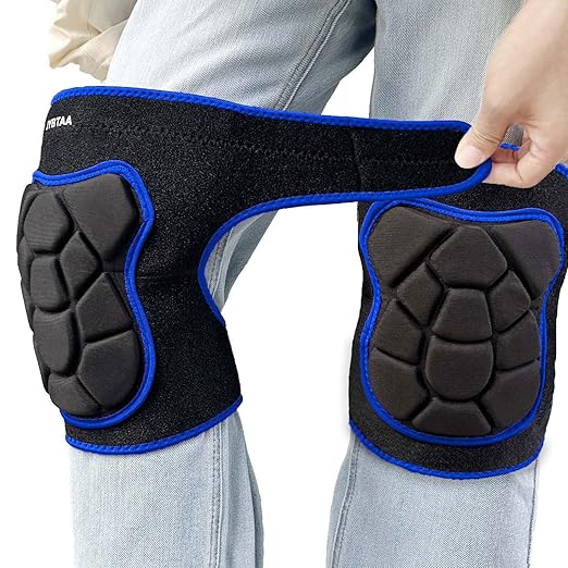 JYBTAA Garden Knee Pads, Men/Women Adjustable Kneepads for Cleaning Flooring, Soft Lightweight Work Knee Pad for Weeding Painting Housekeeping, Slip-on Knee Protector for Christmas, Blue Plus Size (1 Pair)