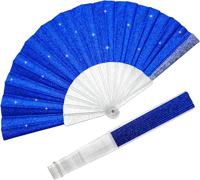 EOSAU Glitter Folding Hand Fans for Women Foldable Handheld Clack Fans for line Dancing, Wedding, Church, Festival, EDM, P...