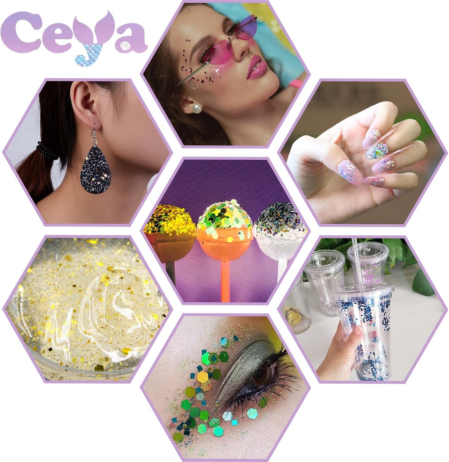 Ceya Holographic Chunky Glitter, 4.9oz/ 140g Light Green Craft Glitter Powder Mixed Chunky & Fine Flakes Iridescent Nail Sequins for St Patricks Day Party Decor, Epoxy Resin, Tumblers, Slime, Painting