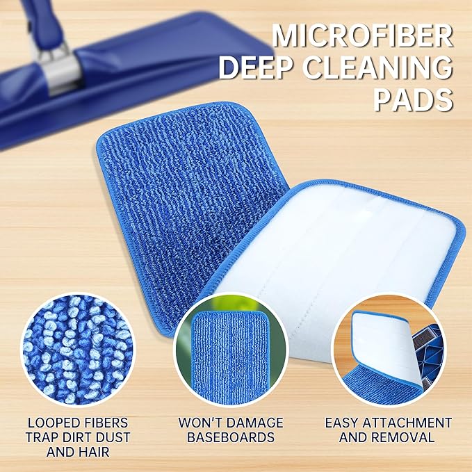 Onesimus Pack of 3 Microfiber Cleaning Pads Compatible with All Bona Spray Mops, Reusable 15''-18'' Microfiber Mop Pads, Hardwood Floor Cleaning Mop Pads Replacement, Machine Washes