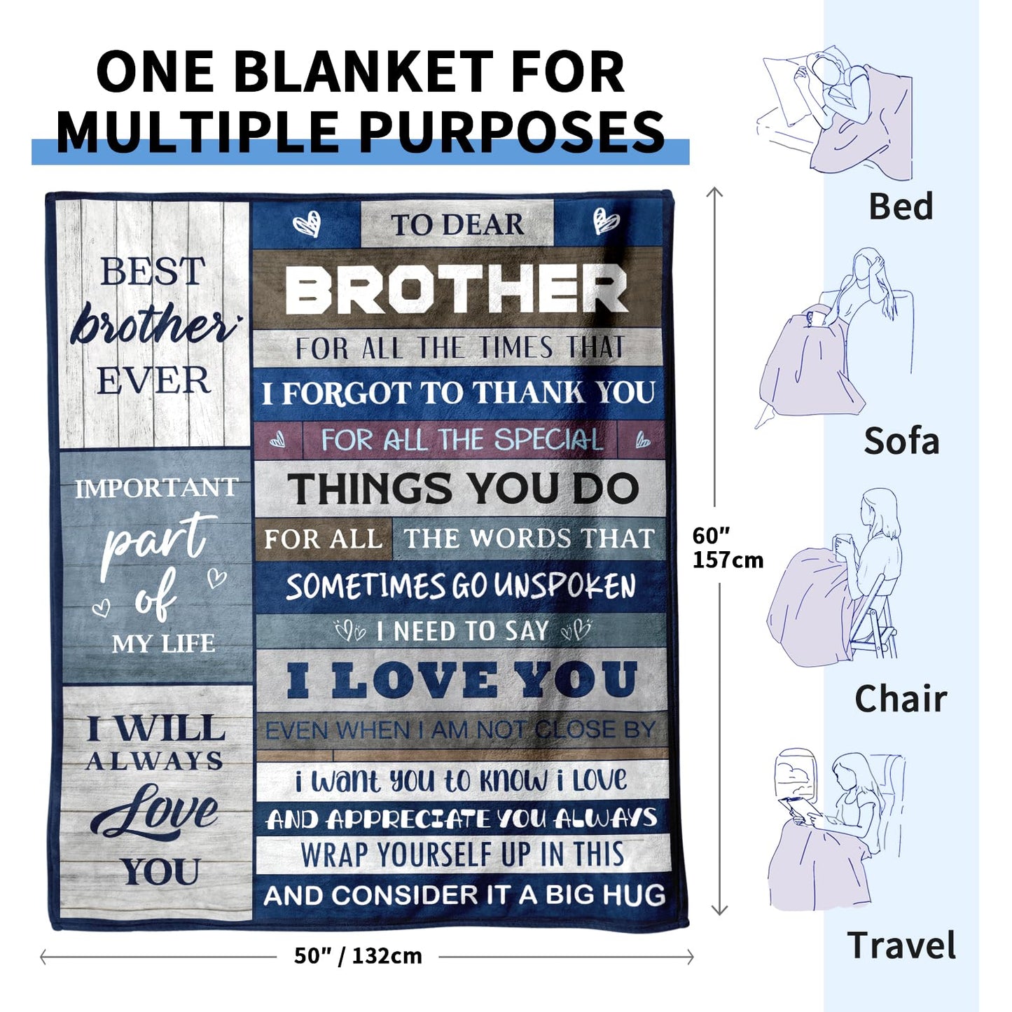Glydein Brother Gifts from Sister, Soft Flannel Blanket 50 x 60 inches, Birthday Fathers Day Christmas Rakhi Gifts for Brother Adult