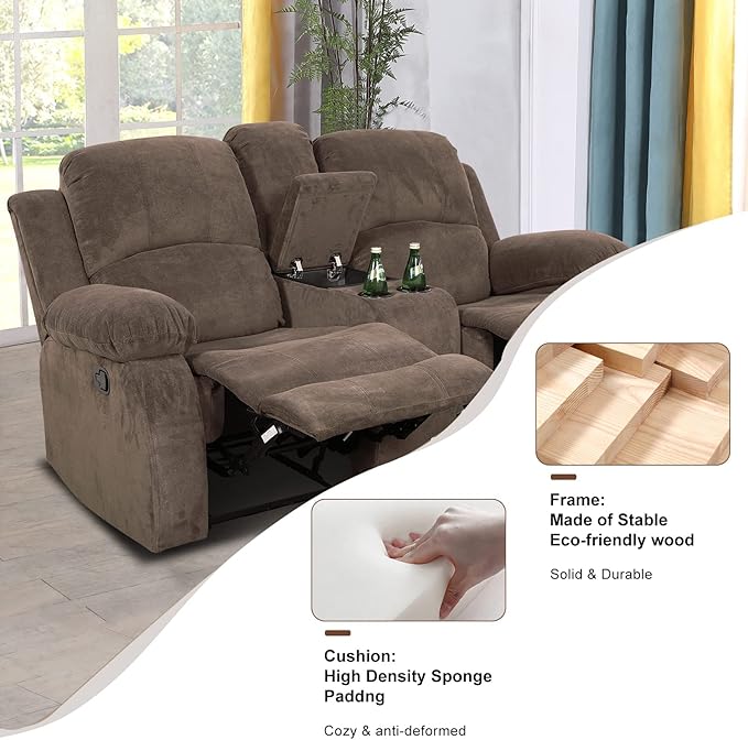 A Ainehome Living Room Furniture Set Leather Recliner Sofa Set Loveseat Chair Furniture Sofa Set for Living Room/Small Space/Rv/House/Office/Theater Seating (A-Taupe Brown Corduroy,Loveseat)
