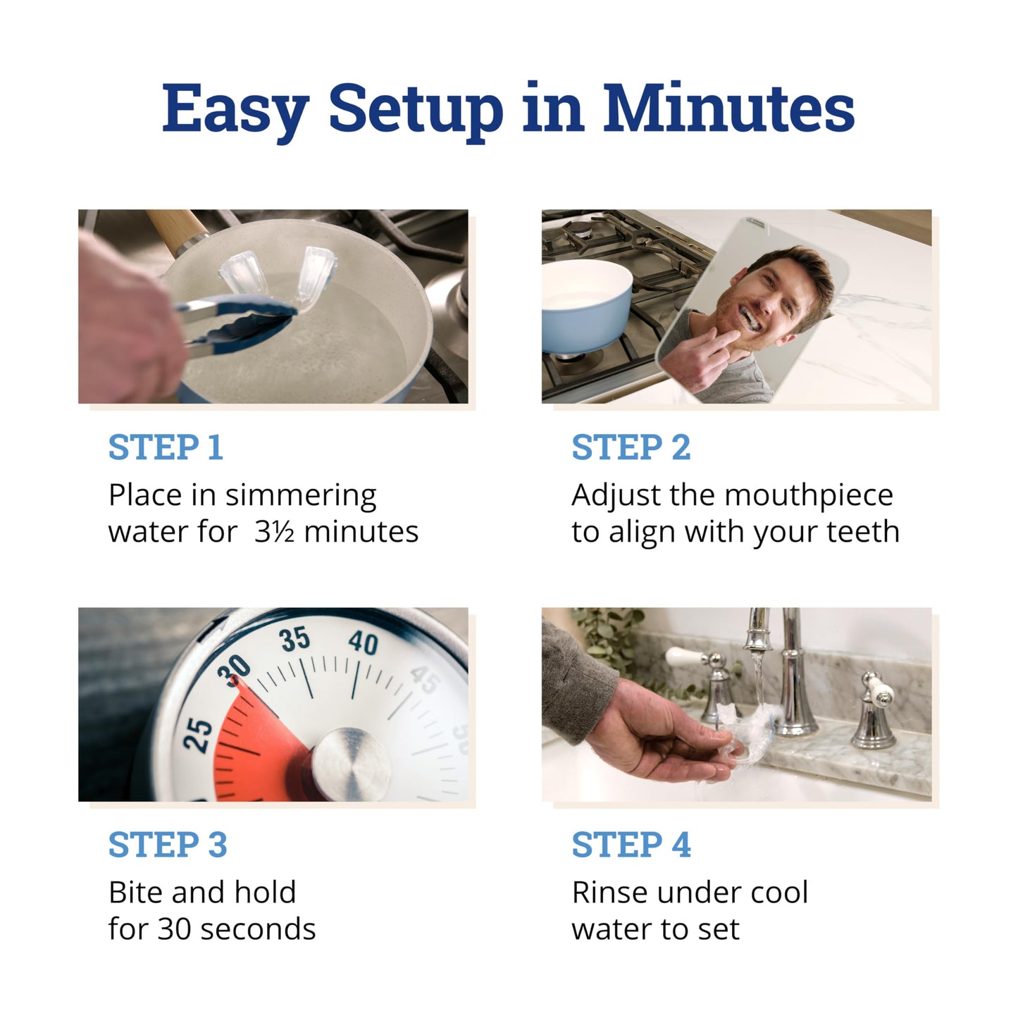 ZQuiet, Advance, Custom Anti-Snoring Mouthpiece, Adjustable Mouthguard with 4 Jaw Advancement Sizes, Slim & Low-Profile, Clear