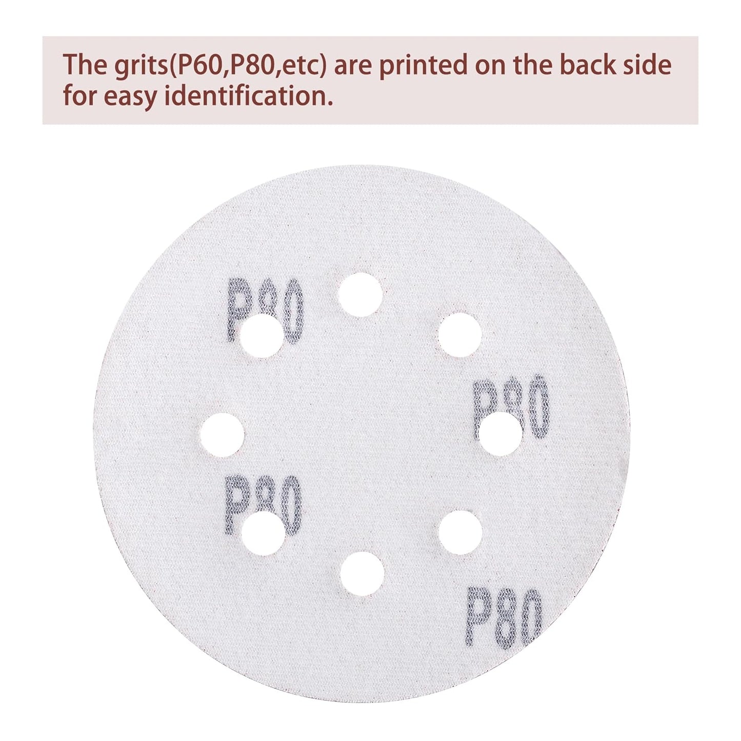300pcs Sanding Discs Set, 5-Inch 8-Hole Sandpaper, Including 60,80,100,120,150,180,240,320,400,600 Grit for Woodworking or Automotive