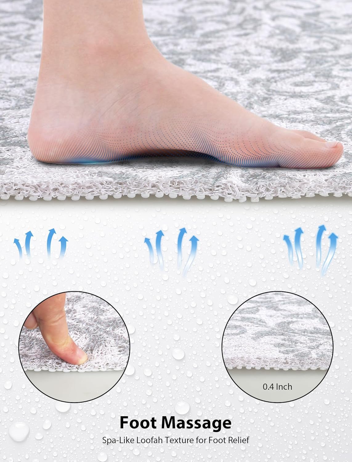 Square Shower Mat, Yonala 24 x 24 Inch Stylish Non Slip Shower Mats for Inside Shower, Soft Trimmable PVC Loofah Anti Slip Shower Mat, Fast Drying Shower Floor Mat for Bathroom, Home, Bath Tub