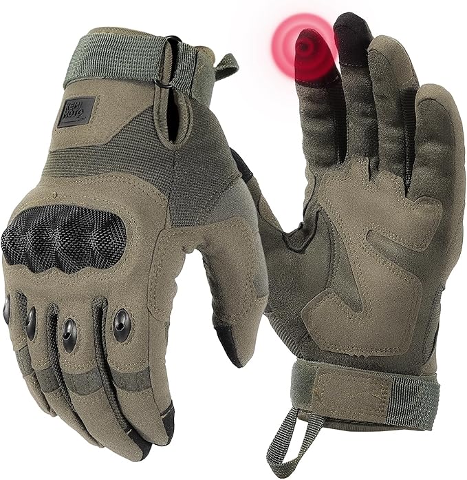 KEMIMOTO Tactical Gloves for Men, Touchscreen Motorcycle Gloves with Hard Shell & Palm Padding for Sports Motorcycle Cycli...