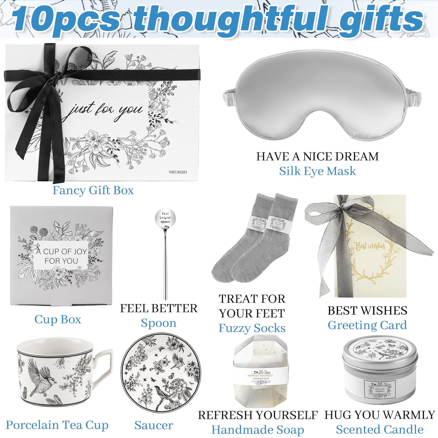 WECURATED Get Well Soon Gift Baskets for Women - Thoughtful Feel Better Self Care Gifts Care Package, Thinking of You Sympathy Sick Friend After Surgery - Unique Luxury Gift Set