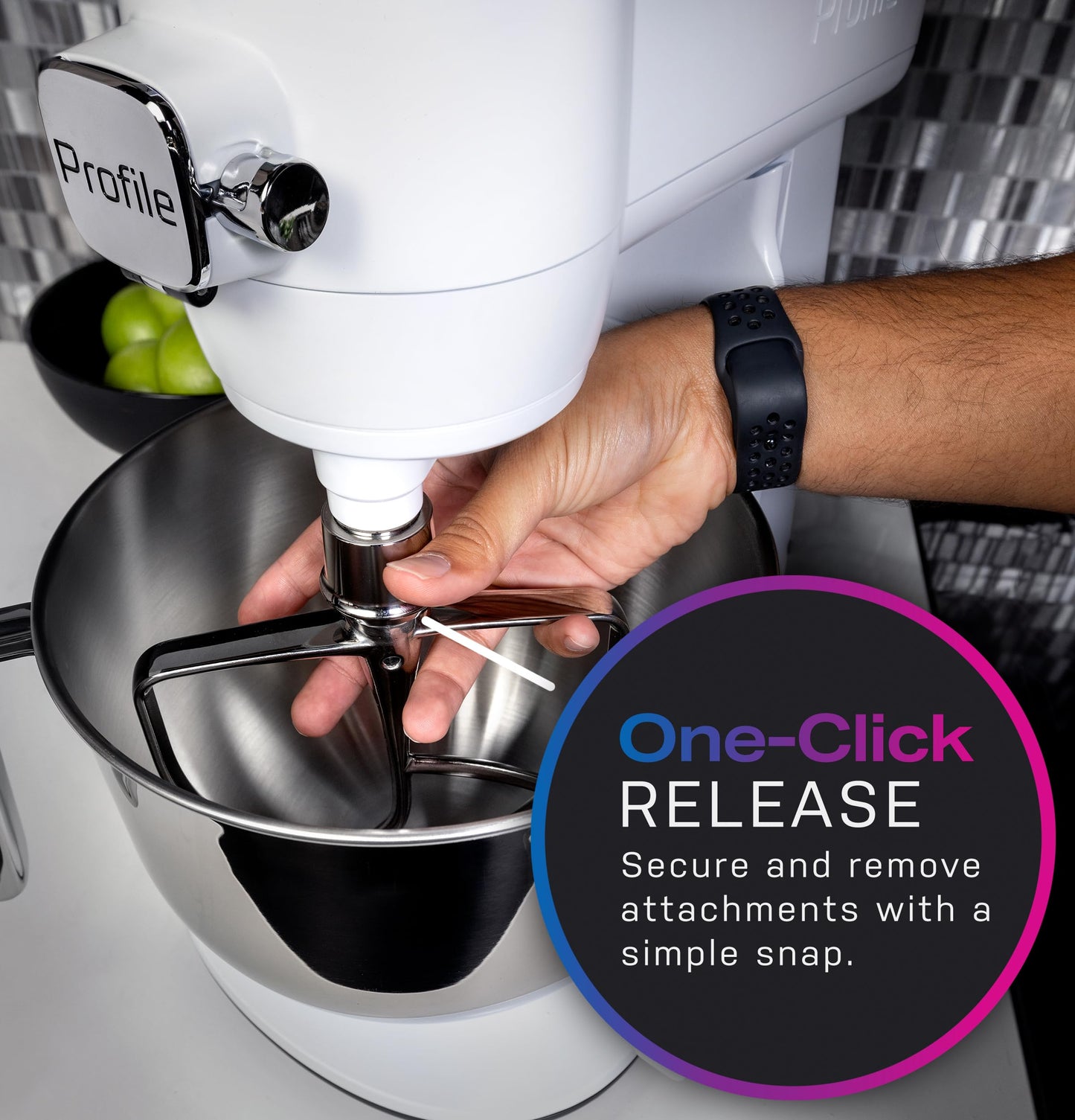 GE Profile Smart Stand Mixer w/Built-In Smart Scale & Auto Sense Technology, 7qt Stainless Steel Bowl, 11 Speed l Dough Hook, Beater, 11-wire whip l works w/Amazon Alexa & Google Home l Mineral Silver